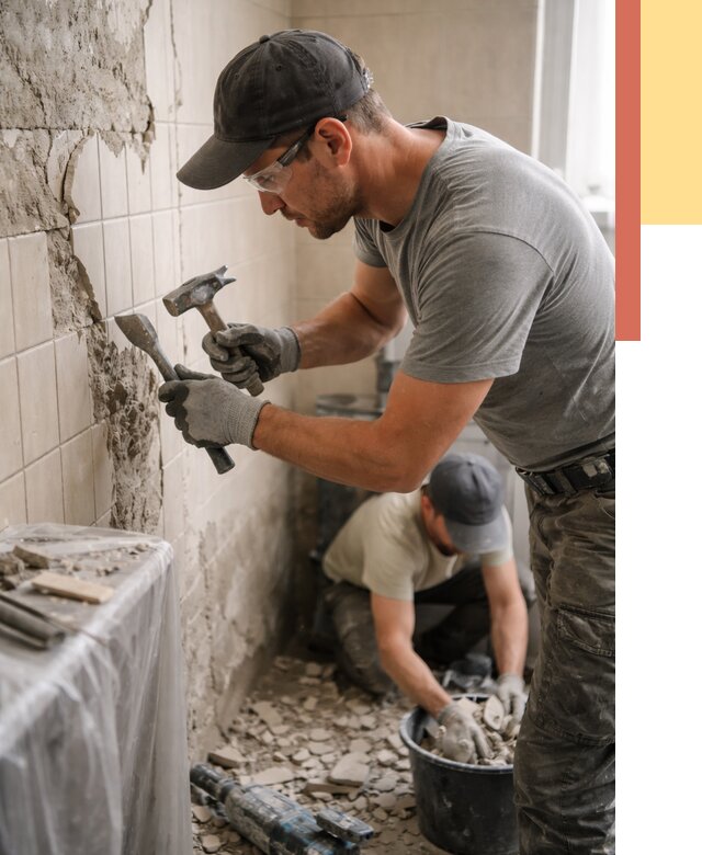 Демонтаж плитки со стен в Электростали от 861 руб. — быстро и недорого | ОТДЕЛОЧНИК-Элк