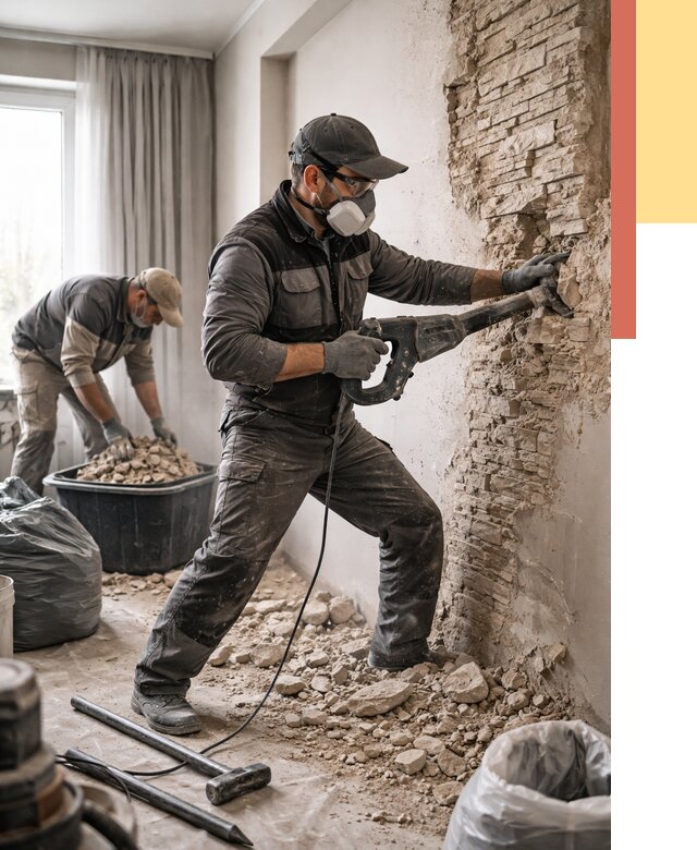 Демонтаж декоративного камня в Электростали от 1469 руб/м² — быстро и недорого | ОТДЕЛОЧНИК-Элк