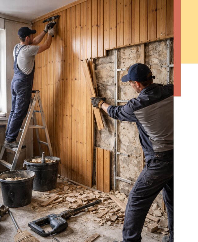 Демонтаж вагонки со стен в Электростали от 1469 руб. — снятие, удаление, срочно | ОТДЕЛОЧНИК-Элк