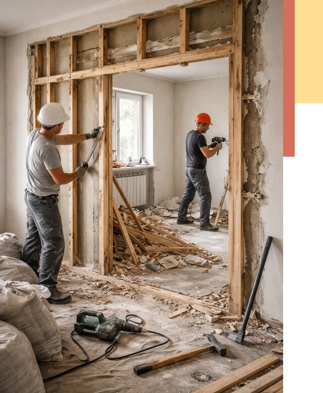 Демонтаж деревянных перегородок в Электростали от 3242 руб. — быстро и недорого | ОТДЕЛОЧНИК-Элк