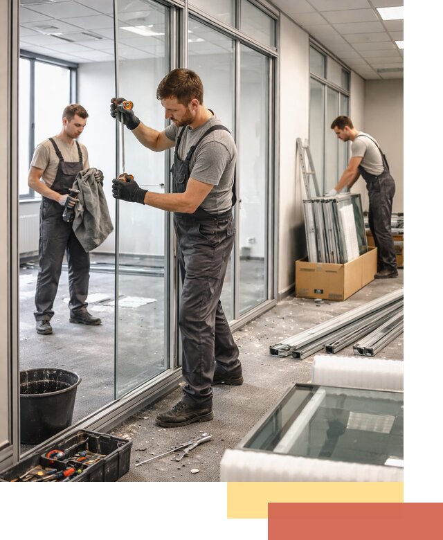 Демонтаж стеклянных перегородок в Электростали быстро и безопасно