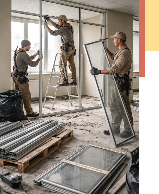 Демонтаж алюминиевых перегородок в Электростали от 4255 руб. — быстро и недорого | ОТДЕЛОЧНИК-Элк