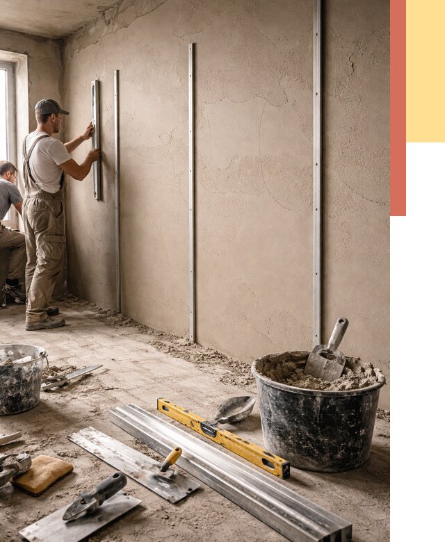 Штукатурка стен по маякам в Электростали от 5572 руб./м² — выравнивание под ключ | ОТДЕЛОЧНИК-Элк