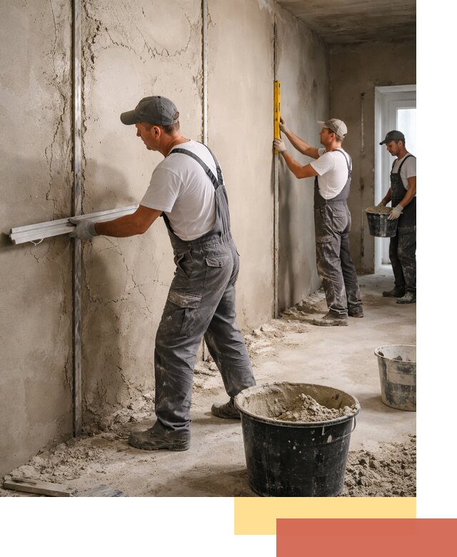 Штукатурка стен по маякам в Электростали — точная и ровная поверхность