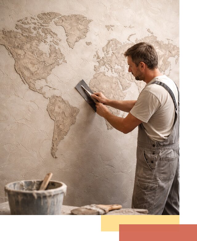 Декоративная штукатурка «Карта мира» под ключ в Электростали