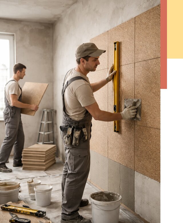 Монтаж пробковых панелей на стены в Электростали от 3546 руб. — ОТДЕЛОЧНИК-Элк