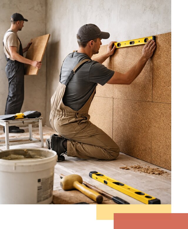 Монтаж пробковых панелей на стены в Электростали быстро и качественно