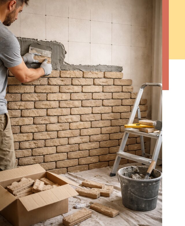 Монтаж декоративного кирпича в Электростали от 3242 руб./м² — быстро и недорого | ОТДЕЛОЧНИК-Элк