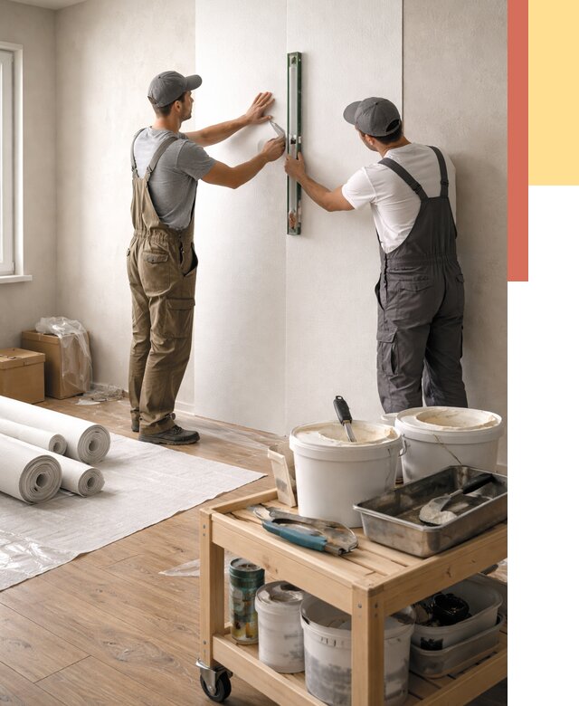 Поклейка стеклообоев в Электростали от 6585 руб. за м2 — быстро и недорого | ОТДЕЛОЧНИК-Элк