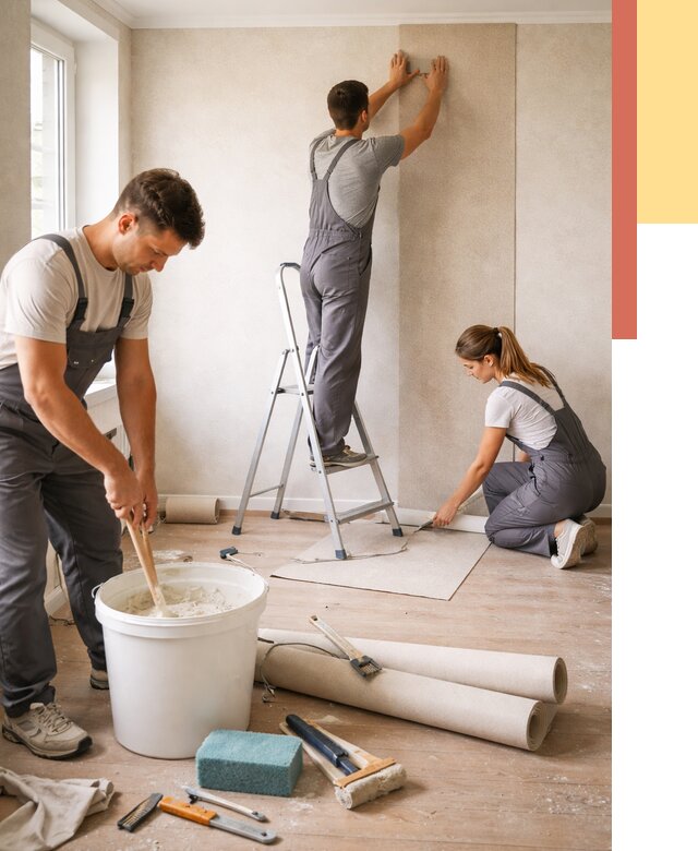 Оклейка стен обоями в Электростали от 3546 руб/м2 — быстро и недорого | ОТДЕЛОЧНИК-Элк