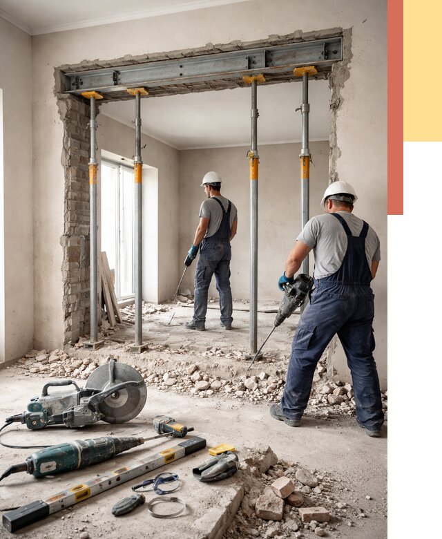 Прорезка проема в стене в Электростали от 4559 руб. — быстро и недорого | ОТДЕЛОЧНИК-Элк