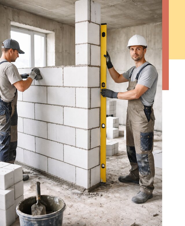 Кладка перегородок из пеноблока в Электростали от 1823 руб. под ключ | ОТДЕЛОЧНИК-Элк