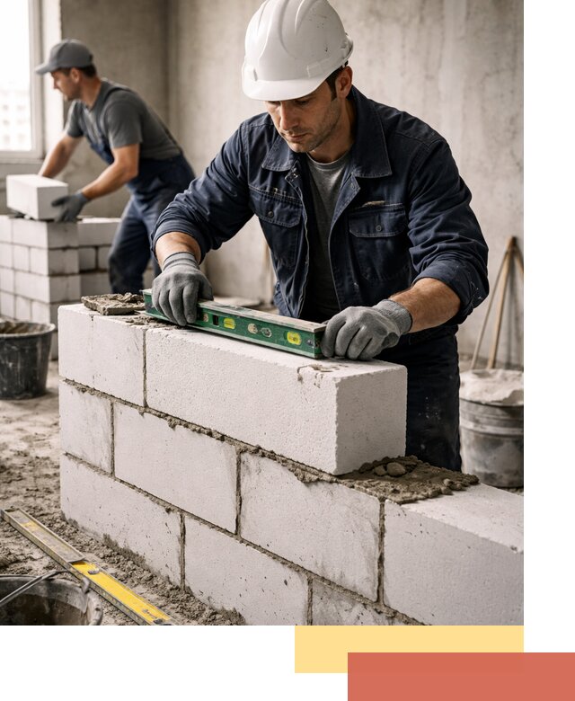 Кладка перегородок из пеноблока под ключ в Электростали