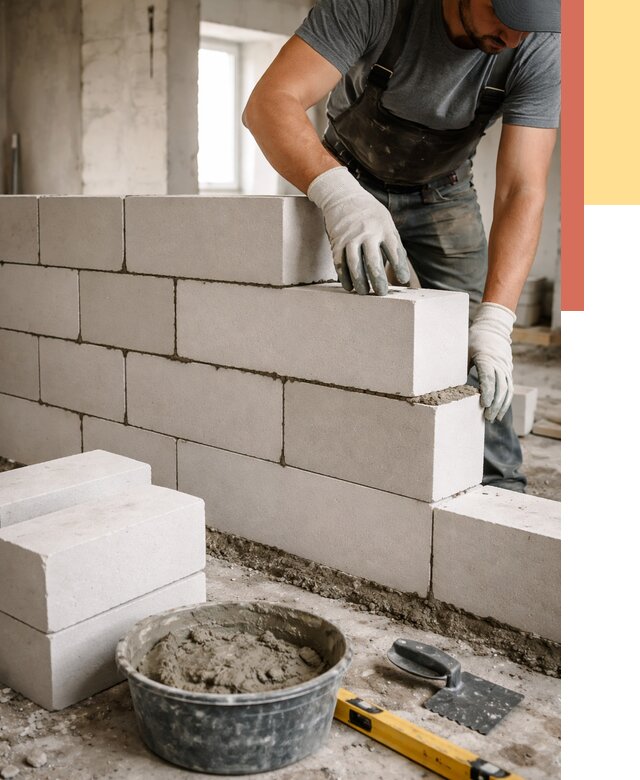 Кладка перегородок из силикатного блока в Электростали от 4052 руб. под ключ | ОТДЕЛОЧНИК-Элк