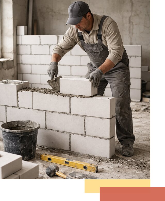 Кладка перегородок из силикатного блока в Электростали