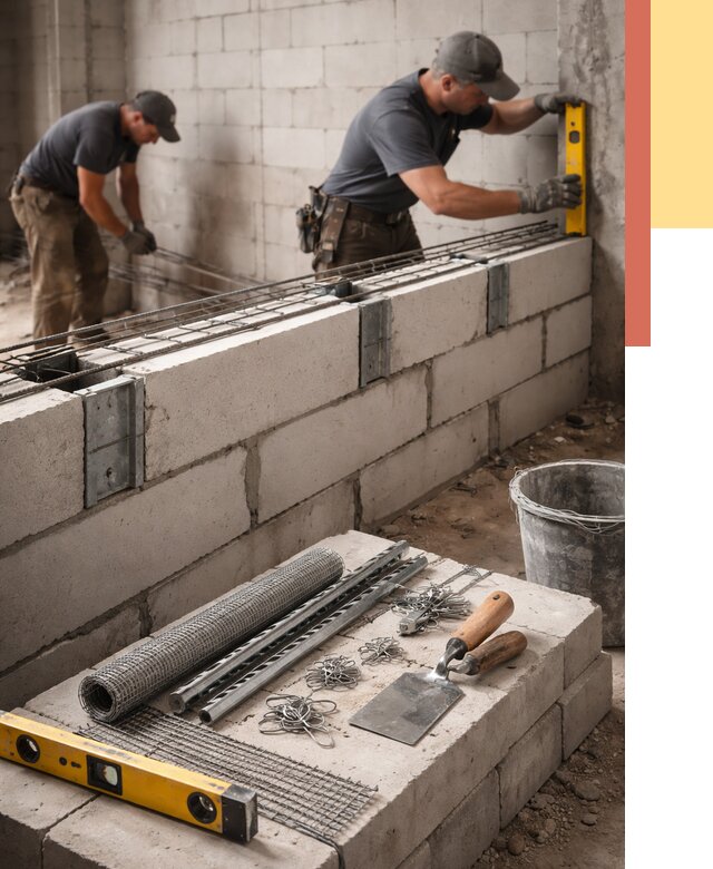 Армирование кладки перегородок в Электростали от 760 руб. под ключ | ОТДЕЛОЧНИК-Элк