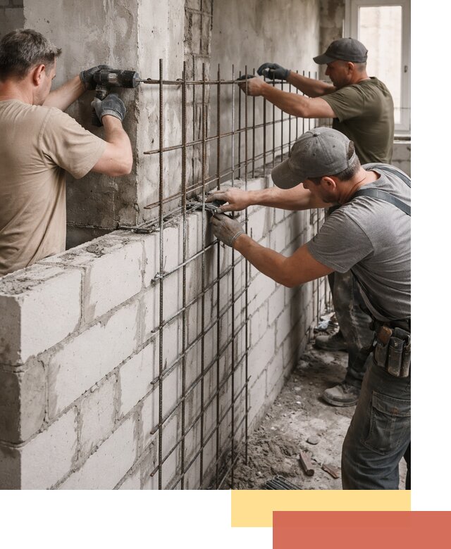 Армирование кладки перегородок в Электростали профессионально и надёжно