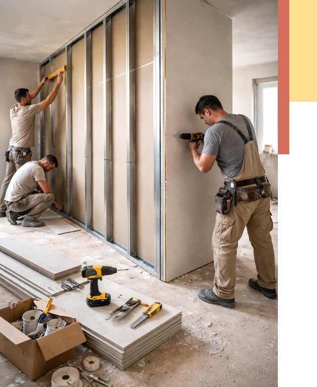 Монтаж однослойной перегородки из гипсокартона в Электростали от 658 руб. | ОТДЕЛОЧНИК-Элк