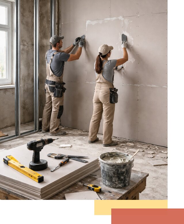 Монтаж двухслойной перегородки из гипсокартона в Электростали