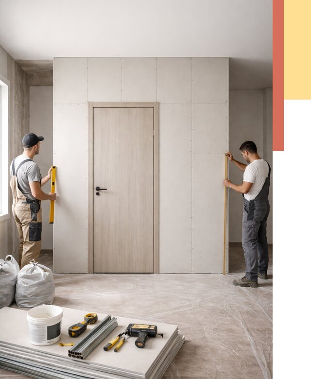 Перегородка из гипсокартона с дверью в Электростали от 4559 руб. под ключ | ОТДЕЛОЧНИК-Элк