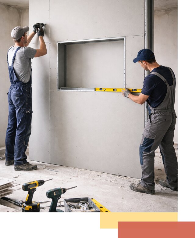 Перегородка из гипсокартона с нишей под декор в Электростали