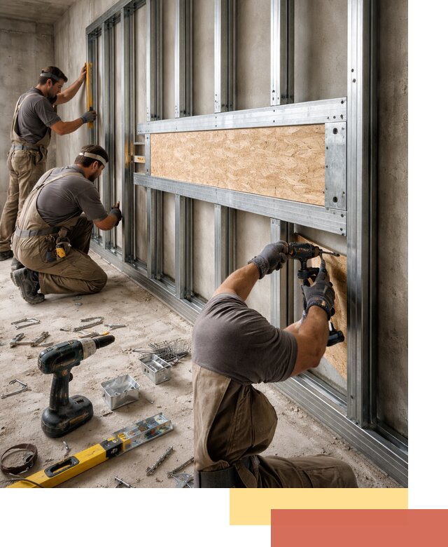 Усиленная перегородка для крепления тяжёлых конструкций в Электростали