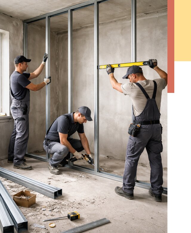 Монтаж каркаса перегородки из профиля в Электростали от 760 руб. | ОТДЕЛОЧНИК-Элк