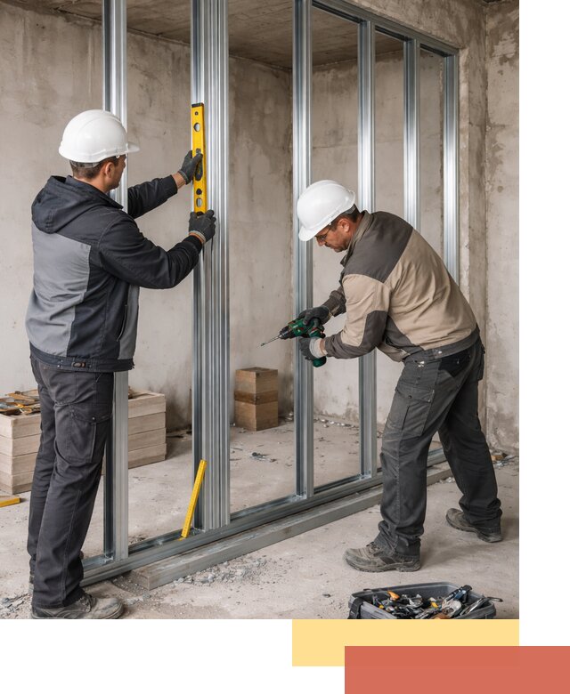 Монтаж каркаса перегородки из профиля в Электростали