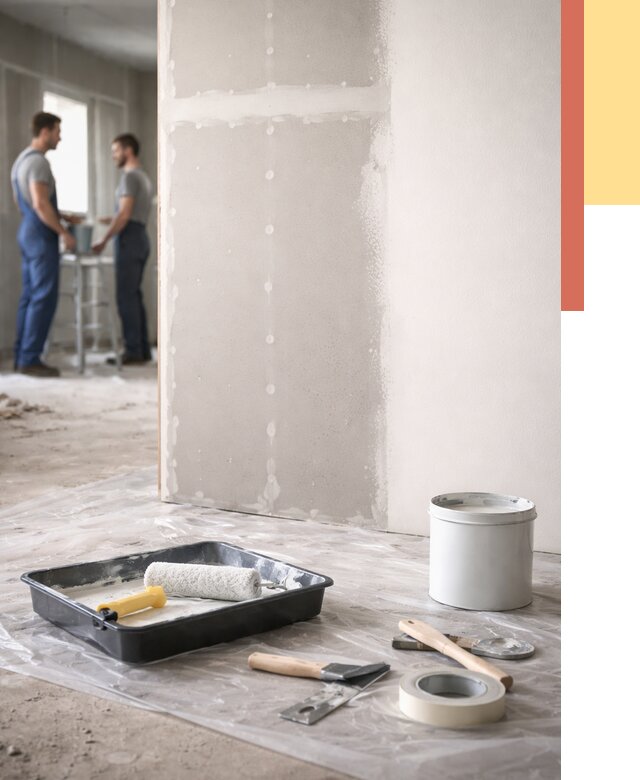 Покраска перегородок из гипсокартона в Электростали от 4559 руб. под ключ | ОТДЕЛОЧНИК-Элк