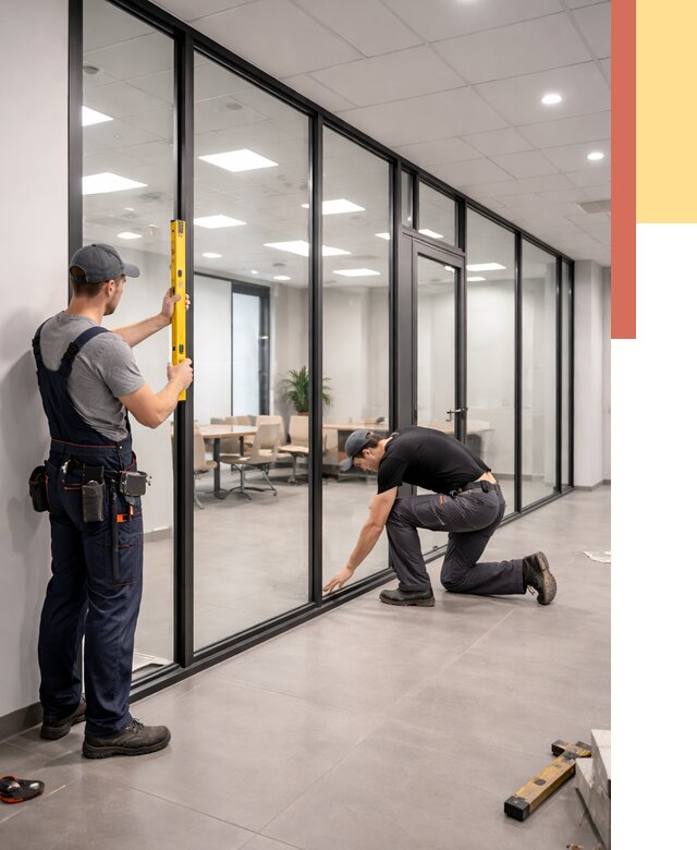 Каркасные стеклянные перегородки в Электростали под ключ от 9320 руб. | ОТДЕЛОЧНИК-Элк