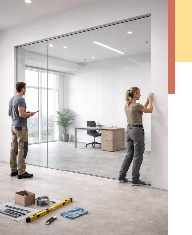 Перегородки из закаленного стекла в Электростали от 9624 руб. под ключ | ОТДЕЛОЧНИК-Элк