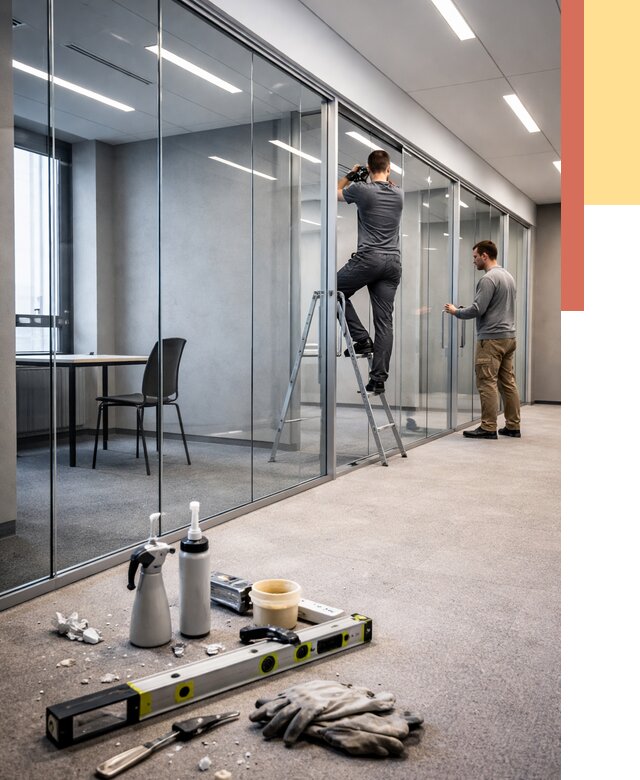 Стеклянные офисные перегородки в Электростали от 8611 руб. — монтаж и установка | ОТДЕЛОЧНИК-Элк