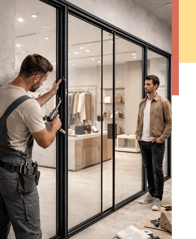 Стеклянные перегородки для магазинов в Электростали от 8307 руб. под ключ | ОТДЕЛОЧНИК-Элк