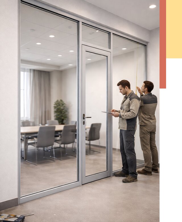 Установка и монтаж алюминиевых перегородок со стеклом в Электростали от 8307 руб. | ОТДЕЛОЧНИК-Элк