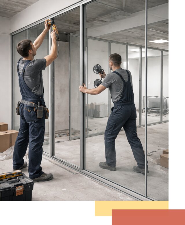 Алюминиевые перегородки со стеклом в Электростали — изготовление и монтаж