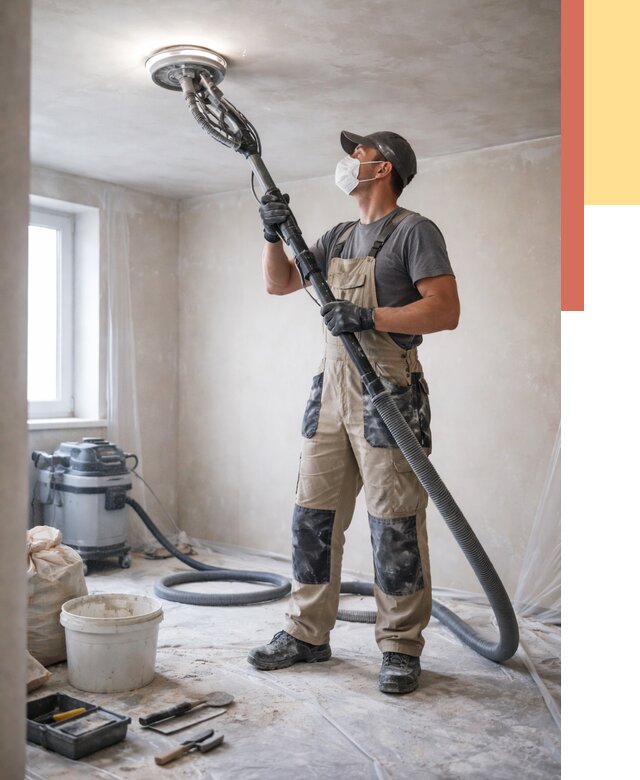 Шлифовка потолка в Электростали от 3546 руб. — услуги шлифования потолка | ОТДЕЛОЧНИК-Элк