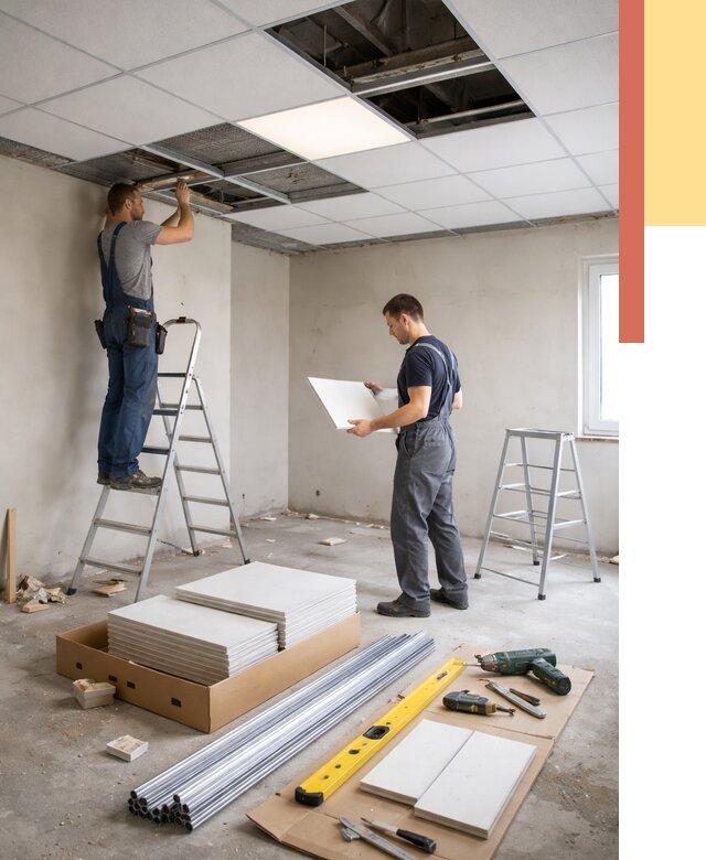 Монтаж потолка армстронг в Электростали от 4559 руб/м2 — быстрая установка под ключ | ОТДЕЛОЧНИК-Элк