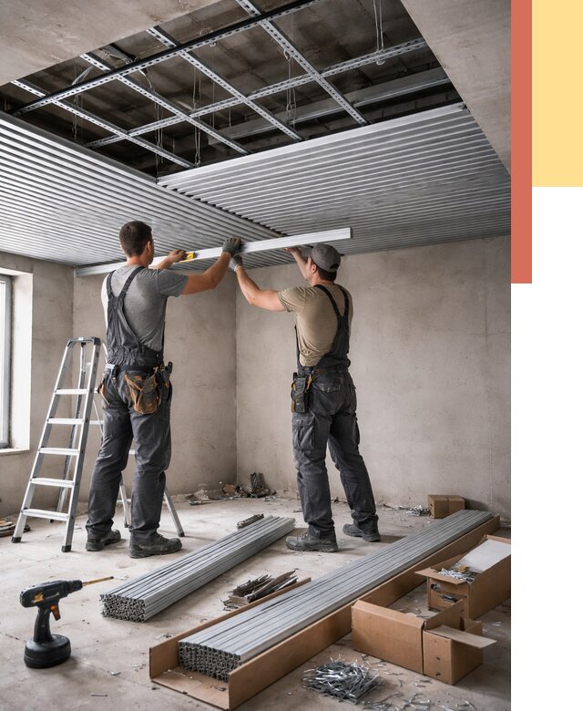 Монтаж реечного потолка в Электростали от 4559 руб. под ключ | ОТДЕЛОЧНИК-Элк