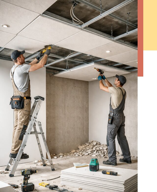 Монтаж акустического потолка в Электростали от 6585 руб/м2 — быстро и недорого | ОТДЕЛОЧНИК-Элк