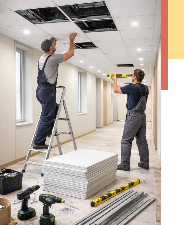 Ремонт потолка Армстронг в Электростали от 4559 руб. — быстро и недорого | ОТДЕЛОЧНИК-Элк