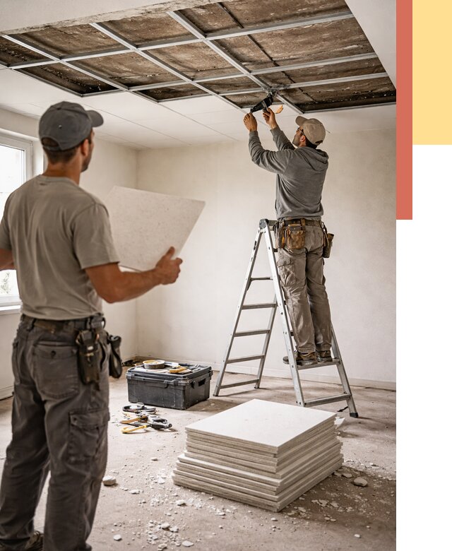 Замена плит подвесного потолка в Электростали от 1773 руб. быстро и недорого | ОТДЕЛОЧНИК-Элк