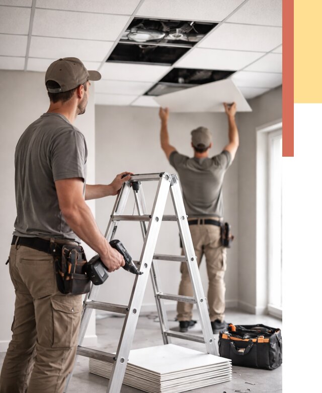 Обслуживание подвесного потолка в Электростали от 3546 руб. — быстро и недорого | ОТДЕЛОЧНИК-Элк