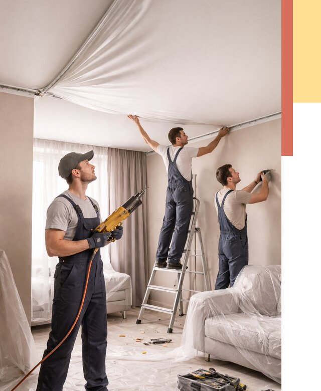 Установка натяжного потолка в Электростали от 4559 руб. | Быстро и недорого — ОТДЕЛОЧНИК-Элк