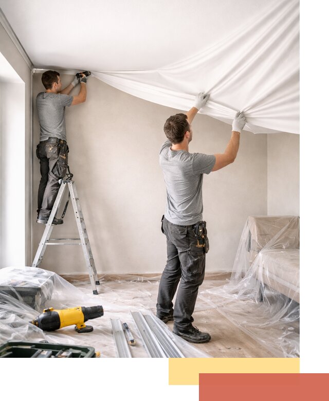 Монтаж тканевого натяжного потолка в Электростали недорого и быстро