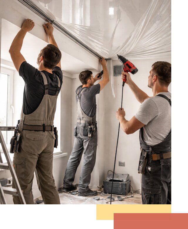 Монтаж глянцевого натяжного потолка в Электростали быстро и качественно