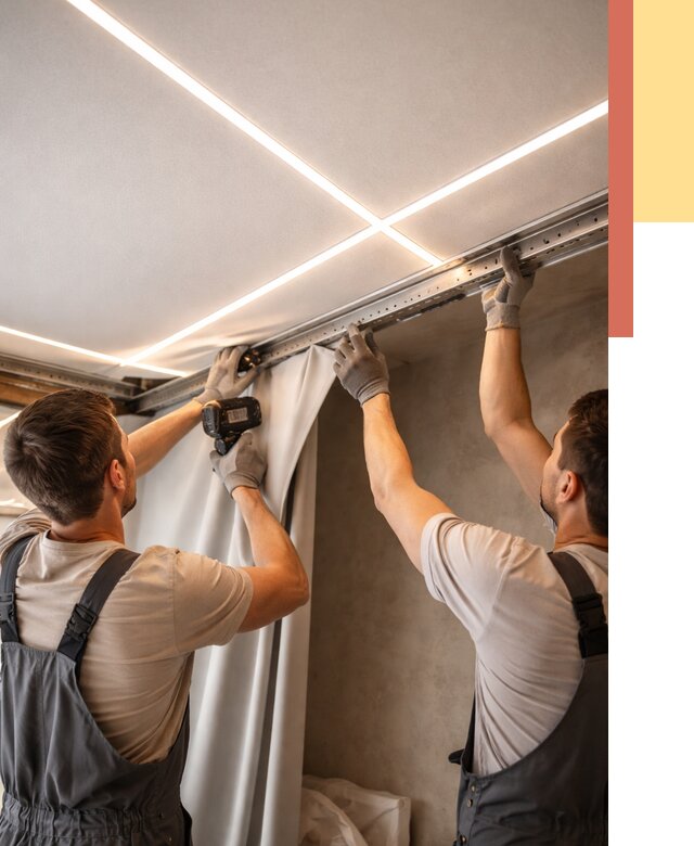 Монтаж натяжного потолка со световыми линиями в Электростали от 1216 руб. | ОТДЕЛОЧНИК-Элк