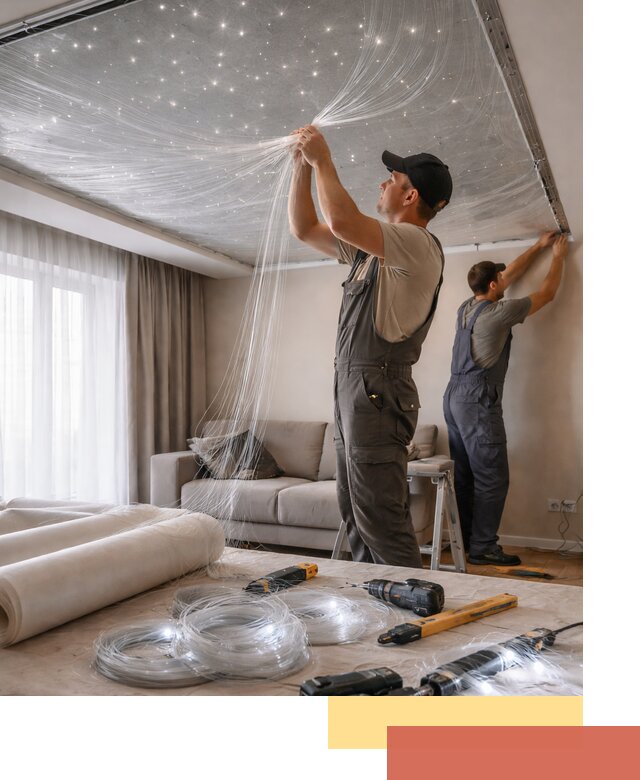 Монтаж натяжного потолка «Звездное небо» в Электростали