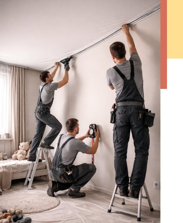 Монтаж натяжного потолка в детской в Электростали от 3546 руб. — быстро и недорого | ОТДЕЛОЧНИК-Элк