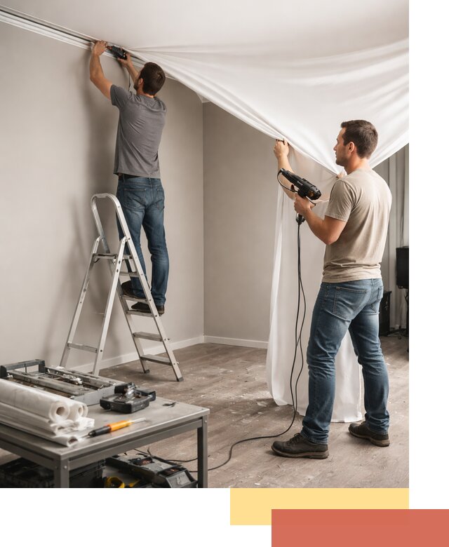 Монтаж натяжного потолка в студии в Электростали