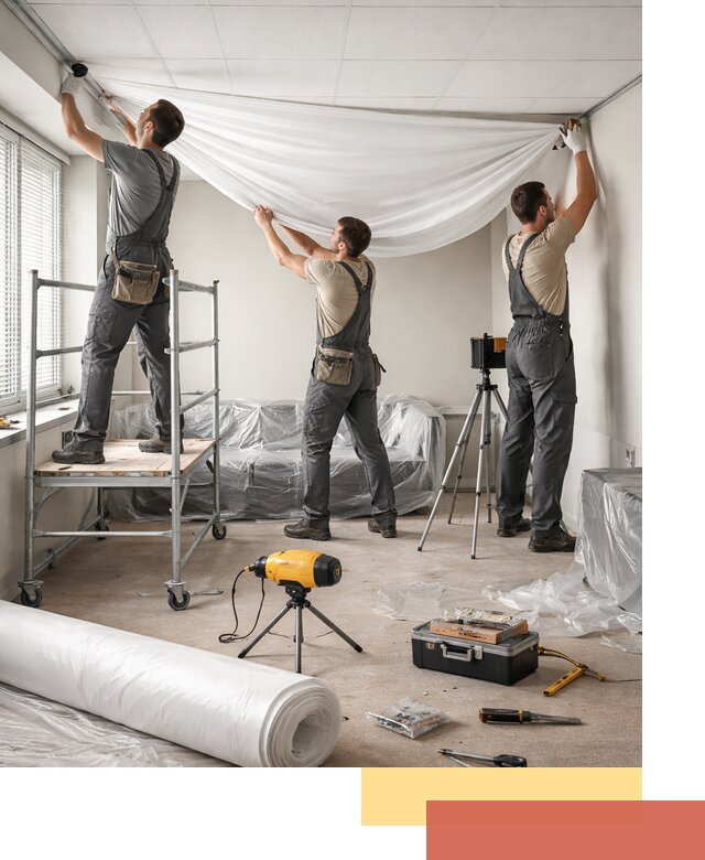 Монтаж натяжного потолка в офисе в Электростали